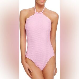 Kate Spade New York Scalloped One Piece Halter Neck Bow One Piece Swimsuit✨